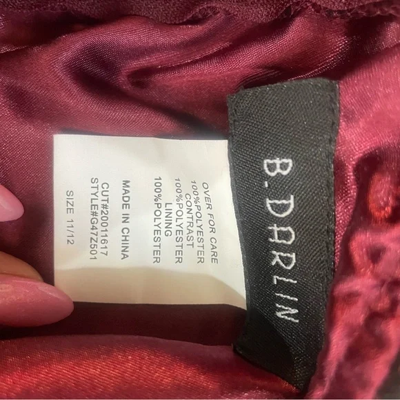 B Darlin fit and flare magenta black short dress floral print, Large,NWT - Picture 8 of 10